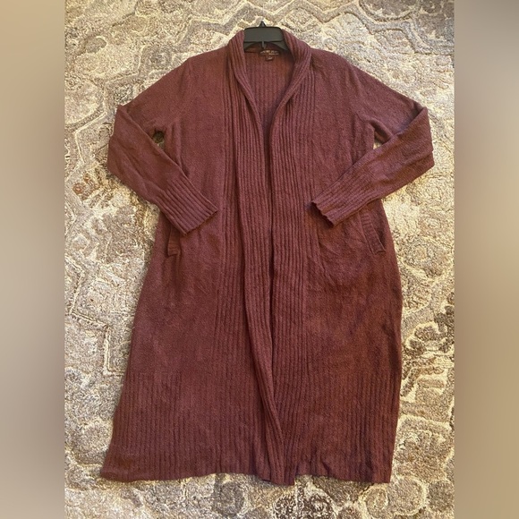 Barefoot Dreams Sweaters - BAREFOOT DREAMS Red Maroon COZYCHIC LITE Long Duster Cardigan Large Pockets